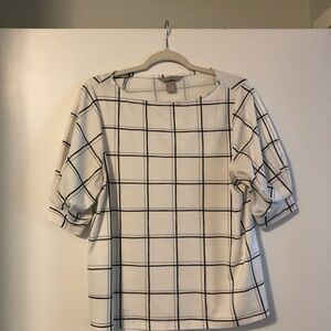 H&M Boxy White and Black Blouse